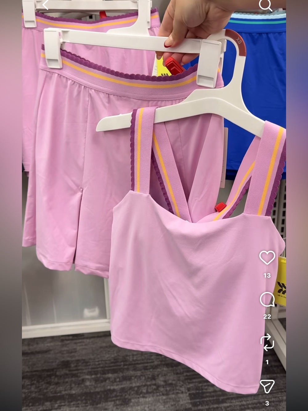 All in motion Pink Tank Top small , skort xs set